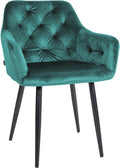 Fluwelen Eetkamerstoel - Velvet Chair - Comfortabele Zitting, Modern Design Kleur donkergroen