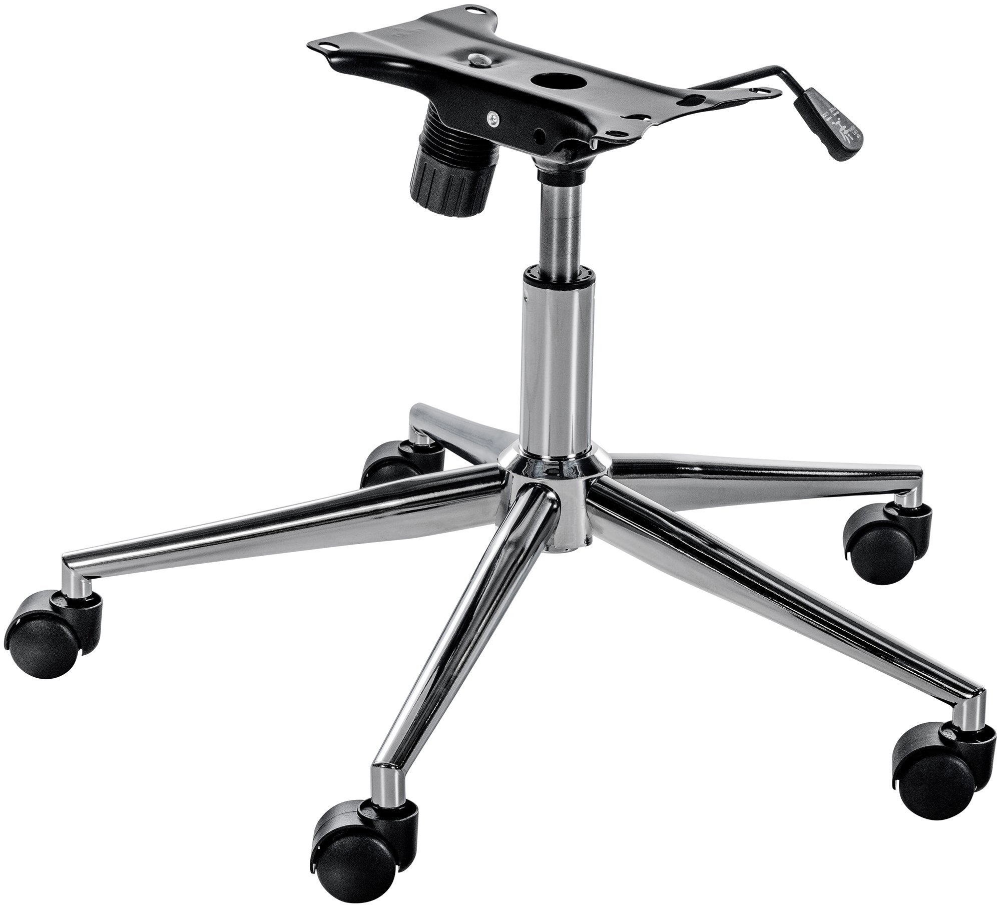 Bureaustoel Onderstel - Stoelbasis - Hoogte Verstelbaar, Stabiel en Soepel Rollende Wielen Kleur chroom