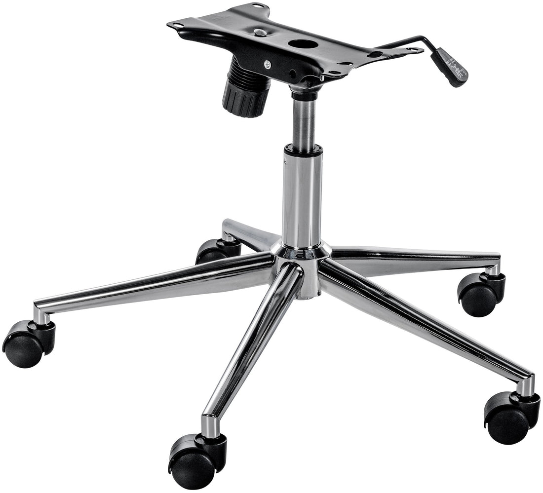 Bureaustoel Onderstel - Stoelbasis - Hoogte Verstelbaar, Stabiel en Soepel Rollende Wielen Kleur chroom