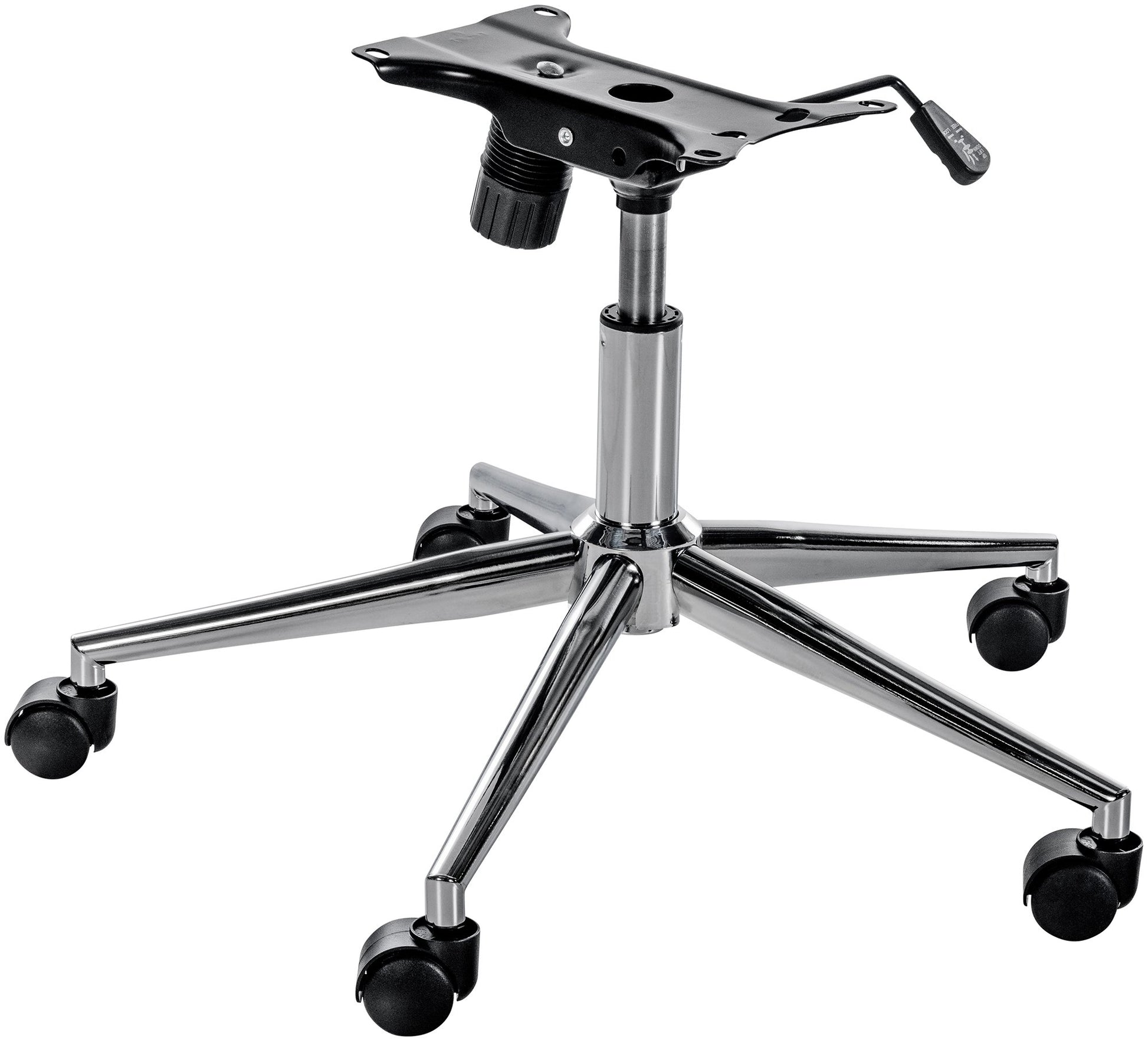 Bureaustoel Onderstel - Stoelbasis - Hoogte Verstelbaar, Stabiel en Soepel Rollende Wielen Kleur chroom