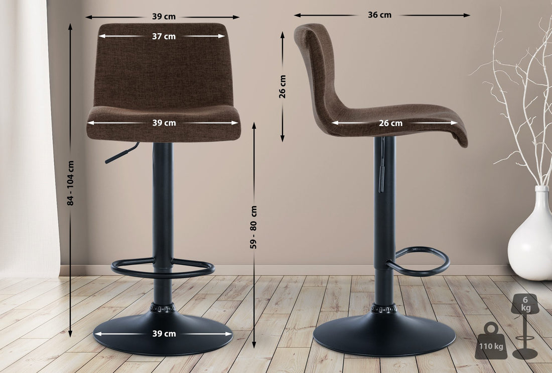 Barkruk Keuken/Bar - Stoel - 360° Draaibaar & Hoogte Verstelbaar Kleur bruin