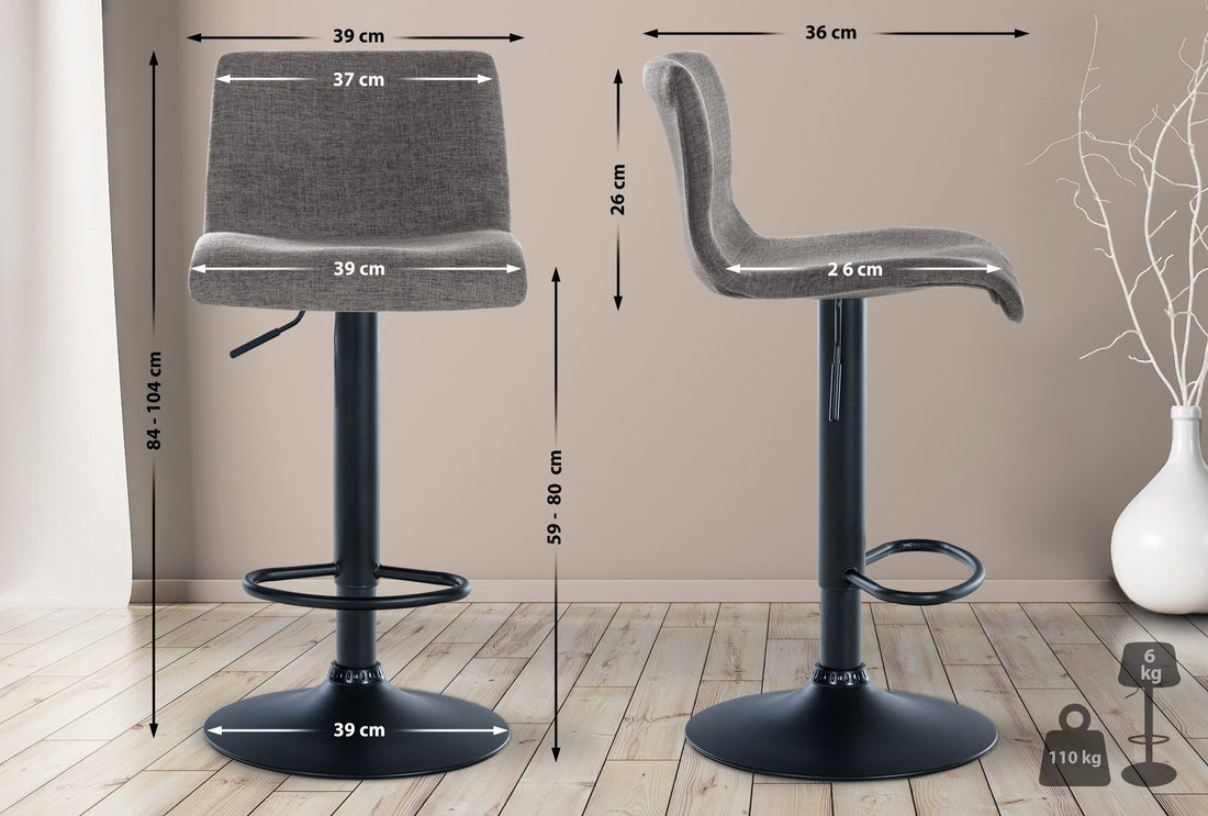 Moderne Barkruk - Stijlvolle Stool - 360° Draaibaarheid, Hoogte Verstelbaar Kleur lichtgrijs