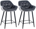 Set van 2 Barkrukken - Hockers - Hoog Zitcomfort met Fluwelen Bekleding Kleur donkergrijs Materiaal zacht