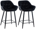 Set van 2 Barkrukken - Hockers - Hoog Zitcomfort met Fluwelen Bekleding Kleur zwart Materiaal zacht