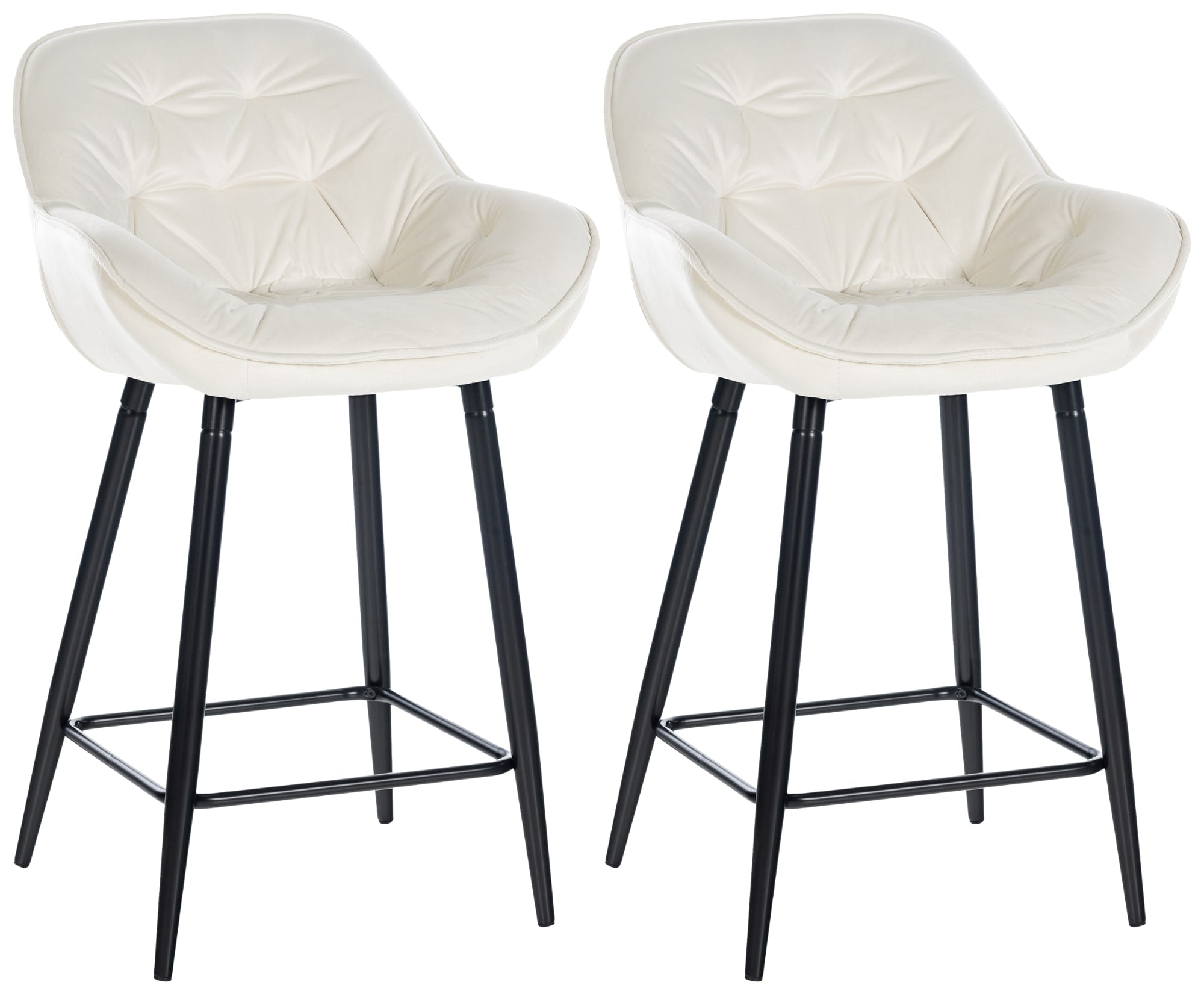 2-delige Set Moderne Barkrukken - Keukentabourets - Hoog Zitcomfort Kleur crème