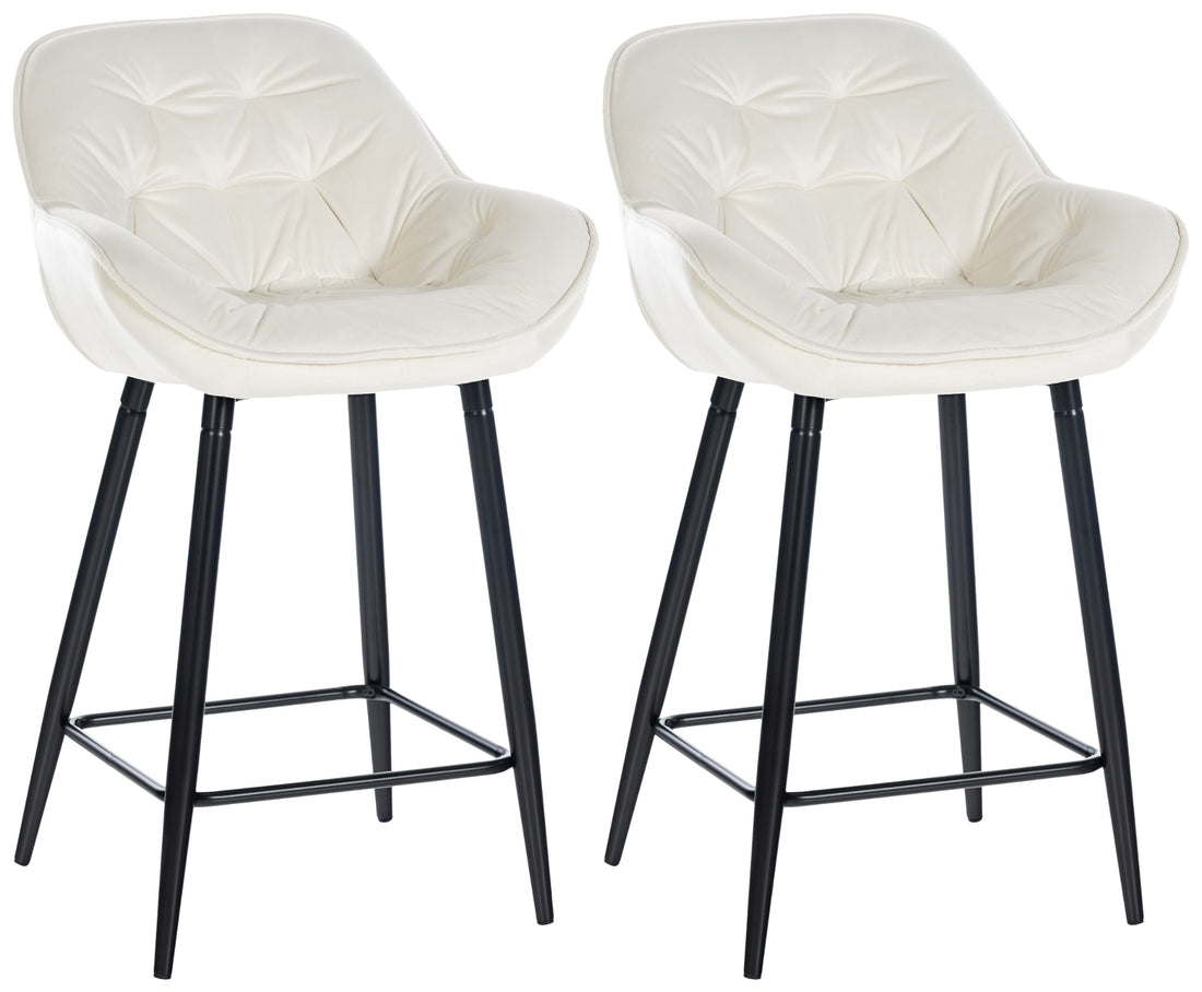 2-delige Set Moderne Barkrukken - Keukentabourets - Hoog Zitcomfort Kleur crème