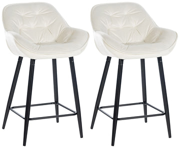 2-delige Set Moderne Barkrukken - Keukentabourets - Hoog Zitcomfort Kleur crème