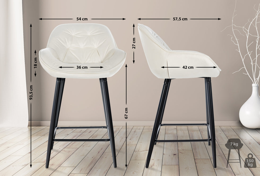 2-delige Set Moderne Barkrukken - Keukentabourets - Hoog Zitcomfort Kleur crème