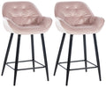Set van 2 Barkrukken - Hockers - Hoog Zitcomfort met Fluwelen Bekleding Kleur roze Materiaal zacht