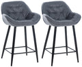 Set van 2 Barkrukken - Hockers - Hoog Zitcomfort met Fluwelen Bekleding Kleur grijs Materiaal Stof