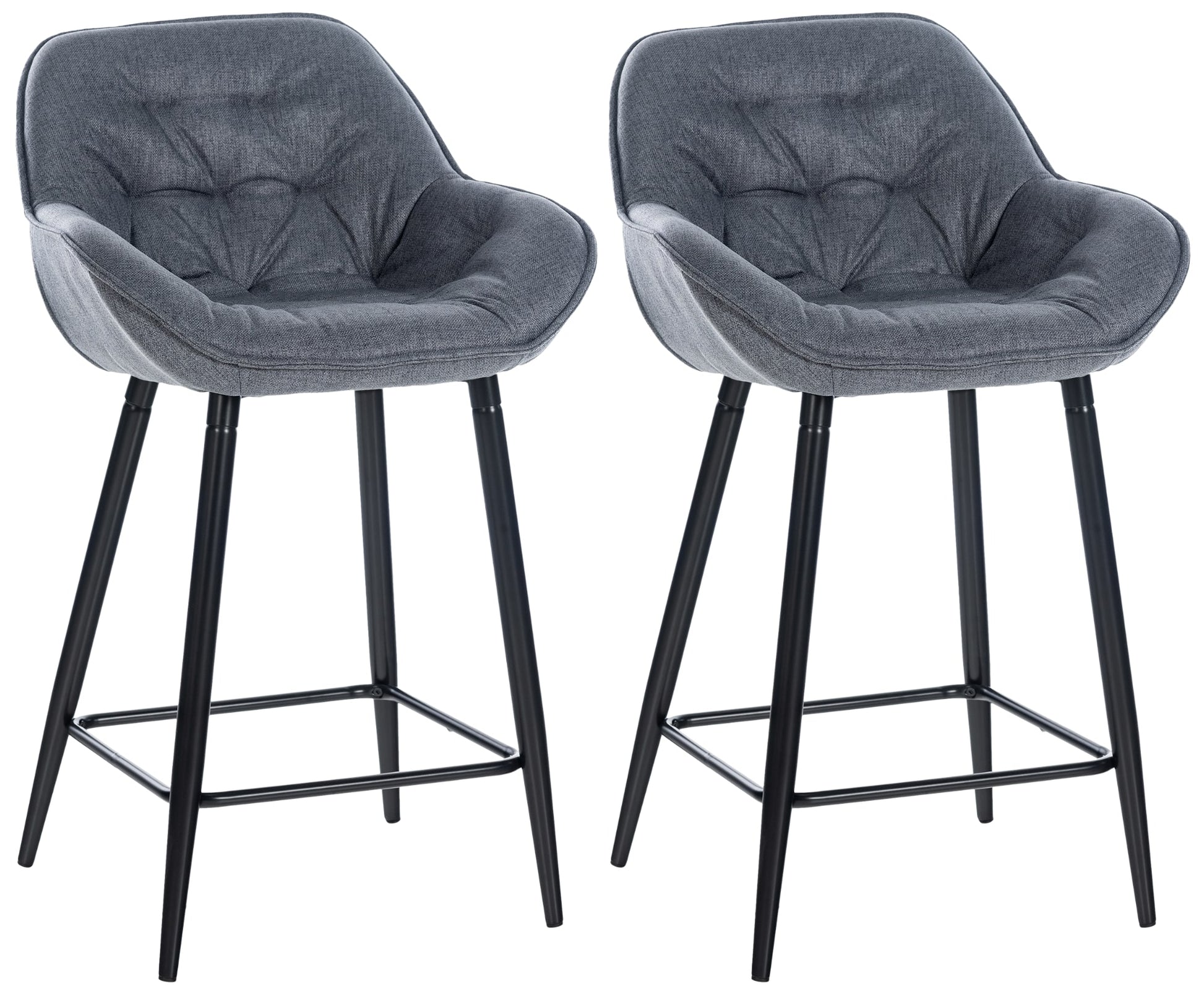 Set van 2 Barkrukken - Hockers - Hoog Zitcomfort met Fluwelen Bekleding Kleur grijs Materiaal Stof