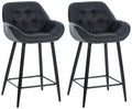 Set van 2 Barkrukken - Hockers - Hoog Zitcomfort met Fluwelen Bekleding Kleur donkergrijs Materiaal Stof