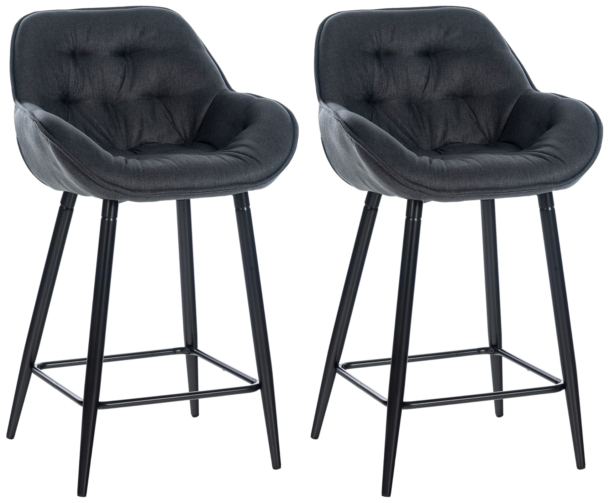 Set van 2 Barkrukken - Hockers - Hoog Zitcomfort met Fluwelen Bekleding Kleur donkergrijs Materiaal Stof