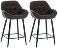 Set van 2 Barkrukken - Hockers - Hoog Zitcomfort met Fluwelen Bekleding Kleur bruin Materiaal Stof