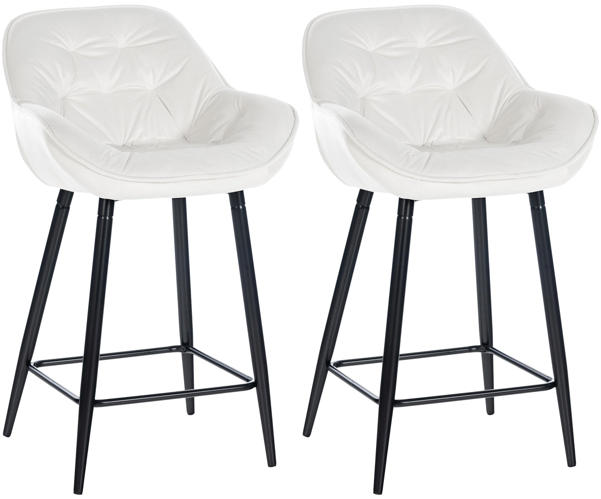 Set van 2 Fluwelen Barkrukken - Stijlvolle Barstoelen - Hoog Comfort Kleur crèmewit