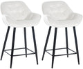 Set van 2 Fluwelen Barkrukken - Stijlvolle Barstoelen - Hoog Comfort Kleur crèmewit