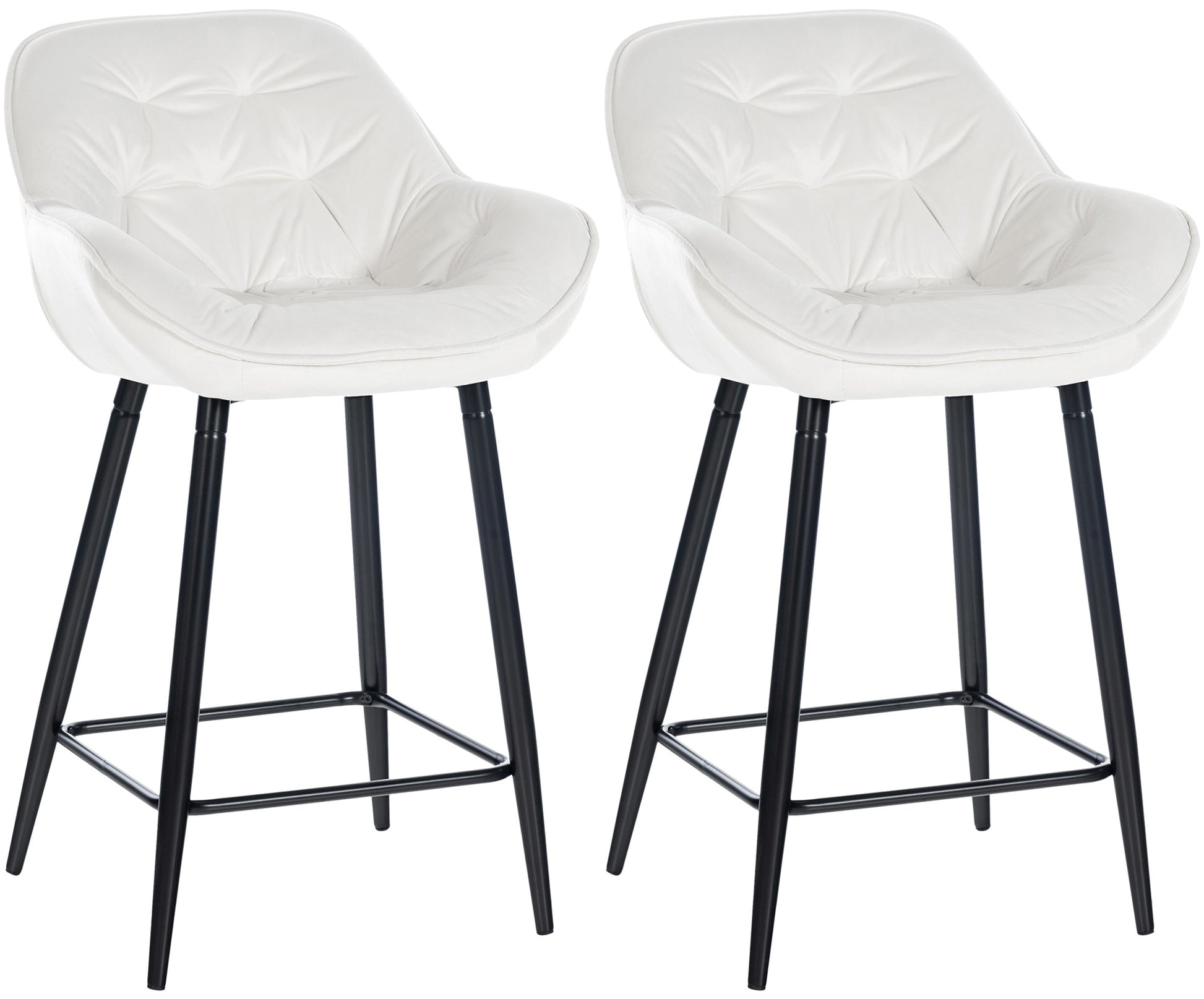 Set van 2 Fluwelen Barkrukken - Stijlvolle Barstoelen - Hoog Comfort Kleur crèmewit