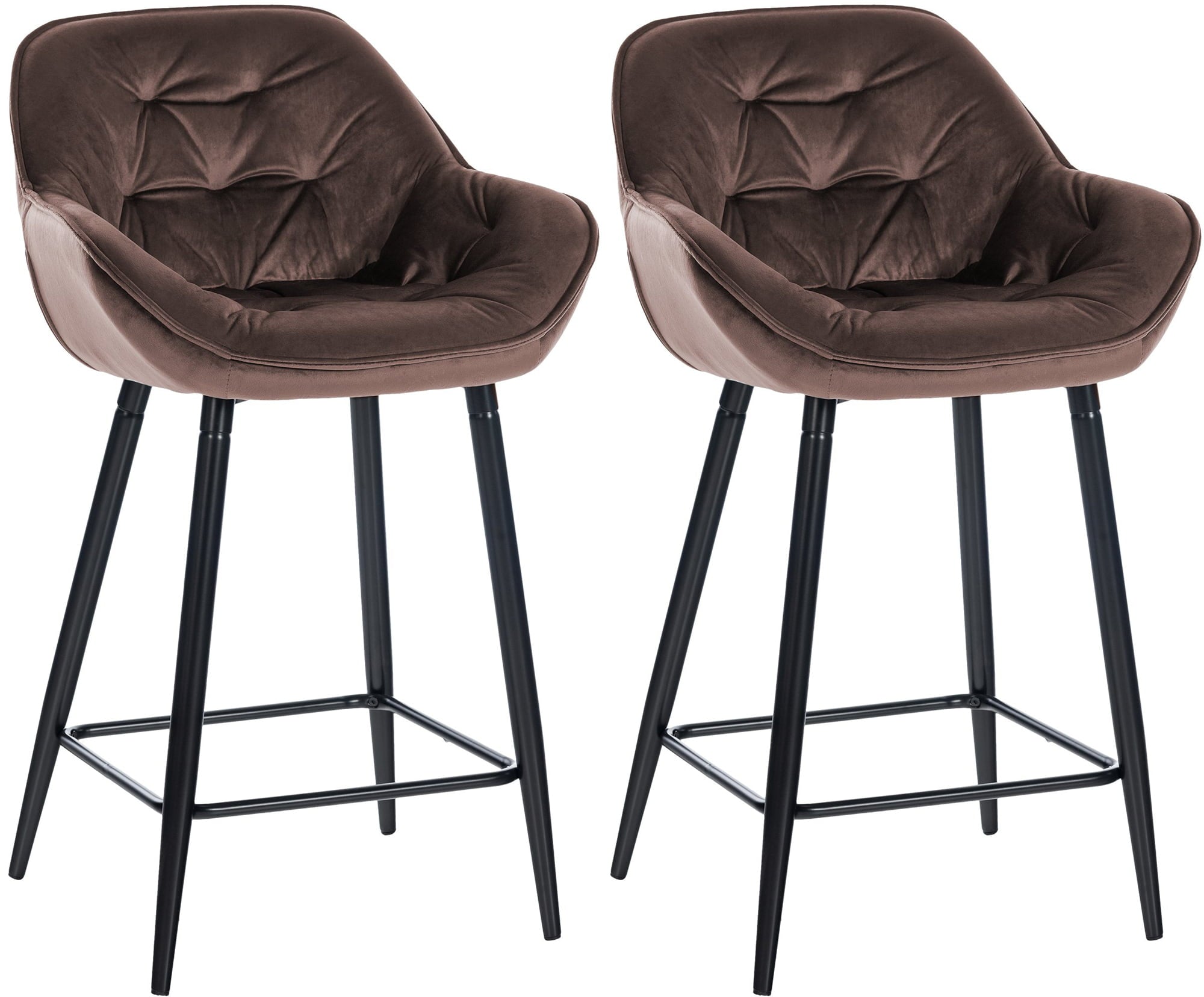 Set van 2 Fluwelen Barkrukken - Hoge Stoelen - Uitstekend Comfort & Stabiel Frame Kleur bruin