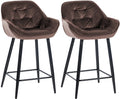 Set van 2 Fluwelen Barkrukken - Hoge Stoelen - Uitstekend Comfort & Stabiel Frame Kleur bruin