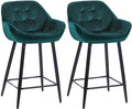 Fluwelen Barkrukken Set van 2 - Barstoelen - Hoog Zitcomfort & Elegant Design Kleur donkergroen