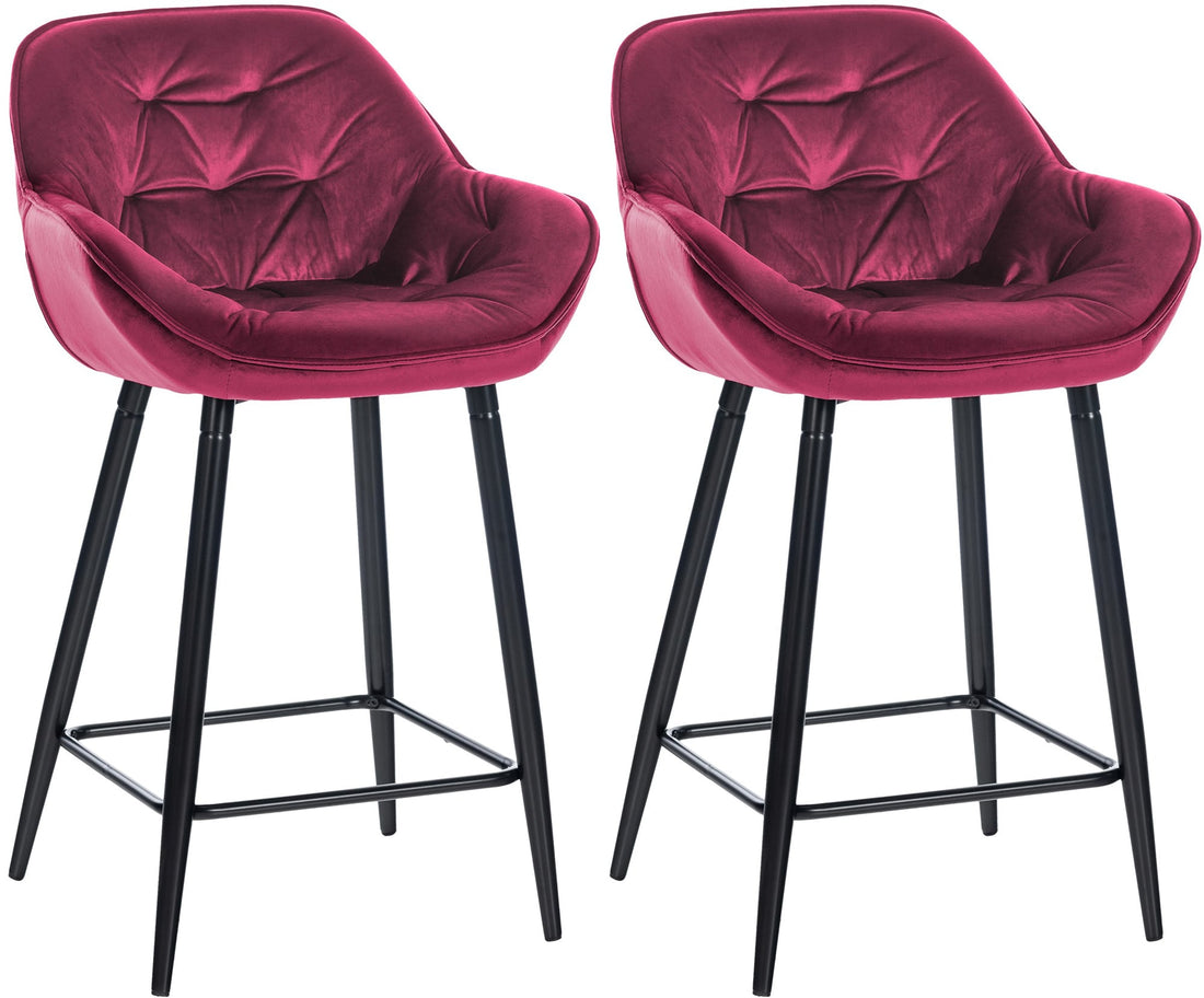 Set van 2 Fluwelen Barkrukken - Gestoffeerde Zitting - Modern Design & Comfort Kleur paars