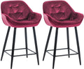 Set van 2 Fluwelen Barkrukken - Gestoffeerde Zitting - Modern Design & Comfort Kleur paars