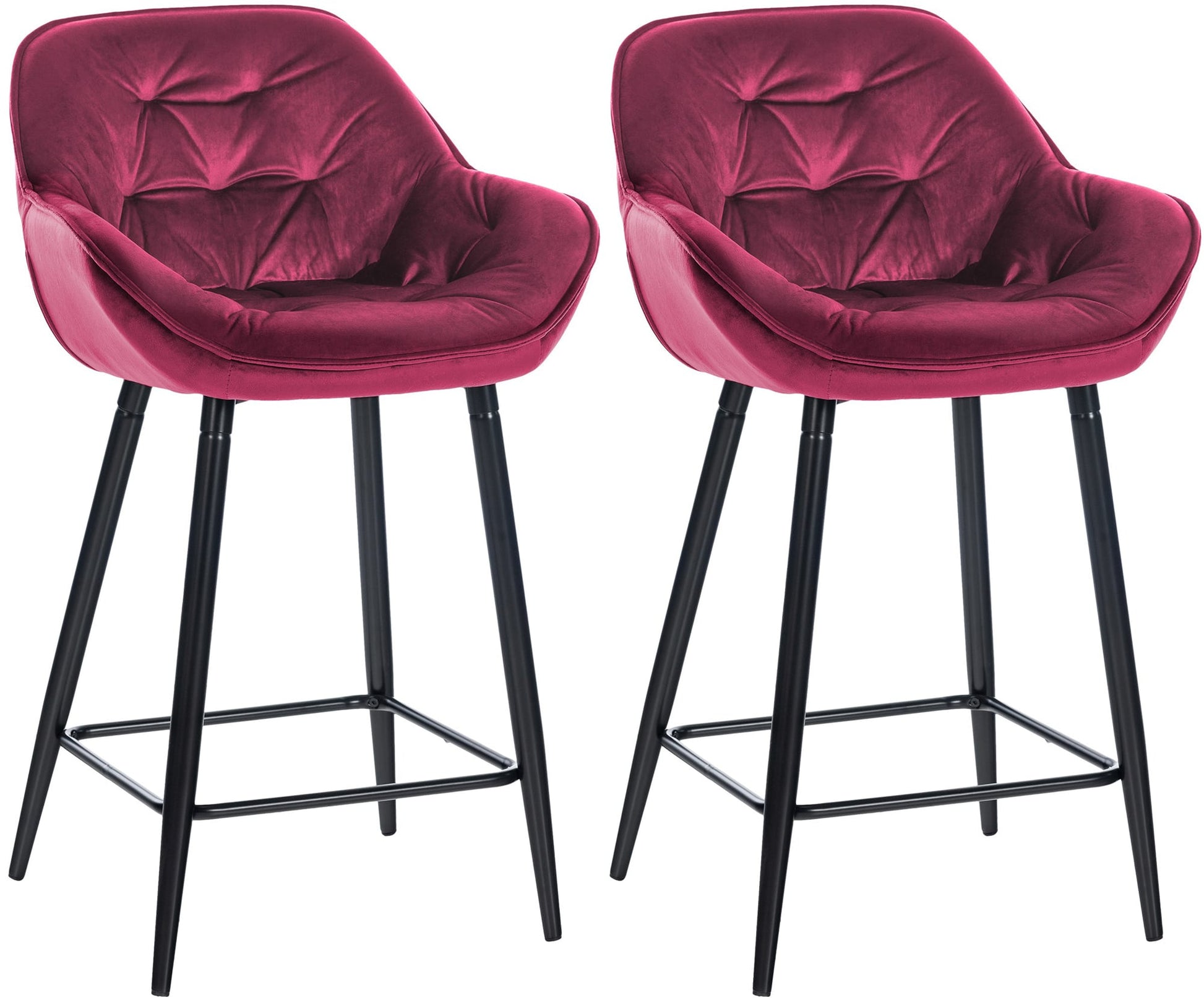 Set van 2 Fluwelen Barkrukken - Gestoffeerde Zitting - Modern Design & Comfort Kleur paars