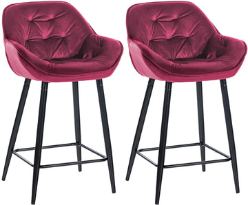 Set van 2 Fluwelen Barkrukken - Gestoffeerde Zitting - Modern Design & Comfort Kleur paars