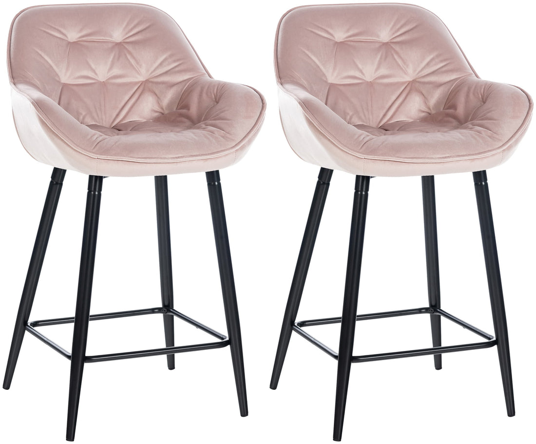 Set van 2 Fluwelen Barkrukken - Krukken - Optimaal Comfort & Design Kleur roze