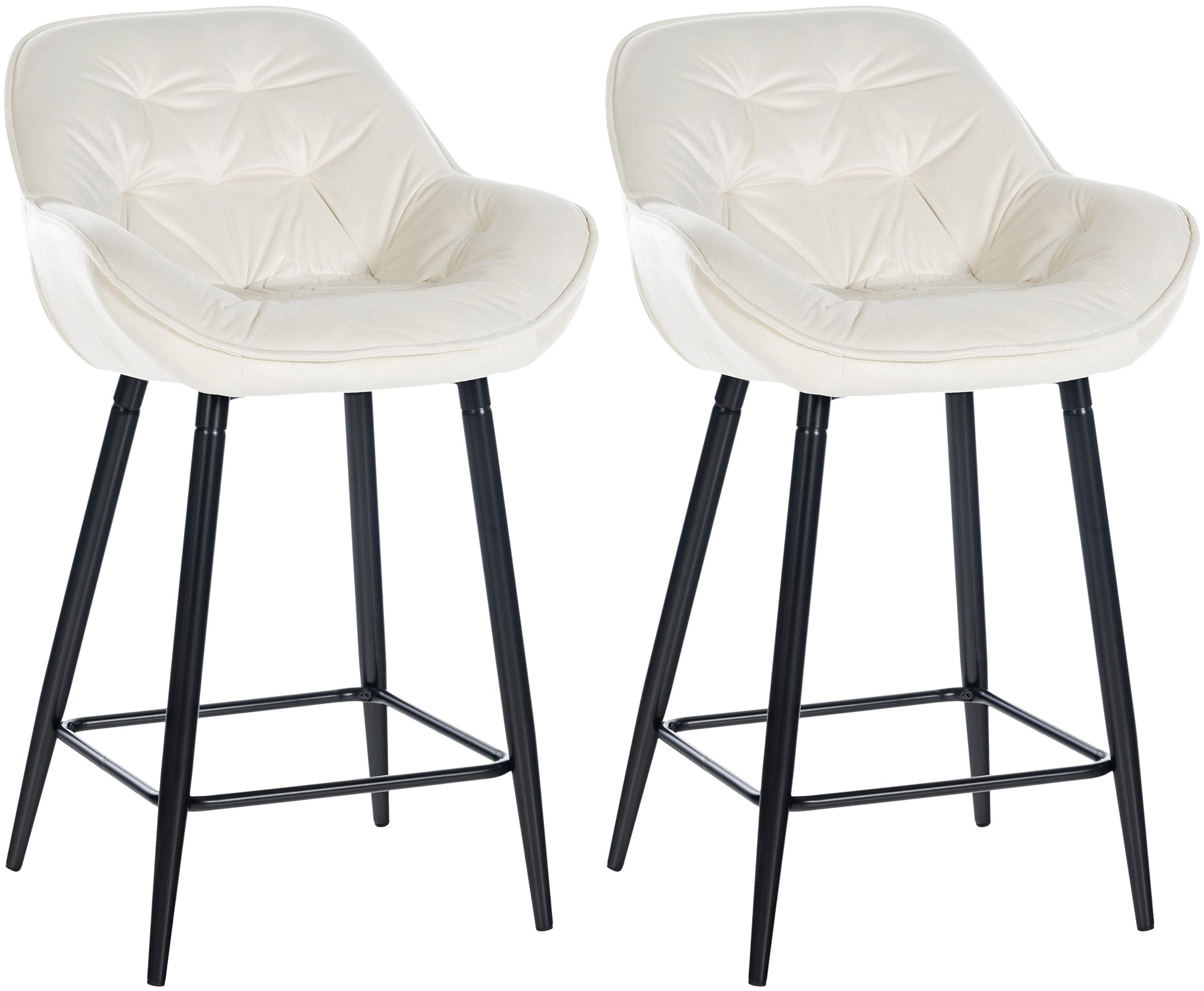 Set van 2 Velvet Barkrukken - Fluwelen Krukken - Ondersteuning Onderug Kleur crème