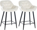 Set van 2 Velvet Barkrukken - Fluwelen Krukken - Ondersteuning Onderug Kleur crème