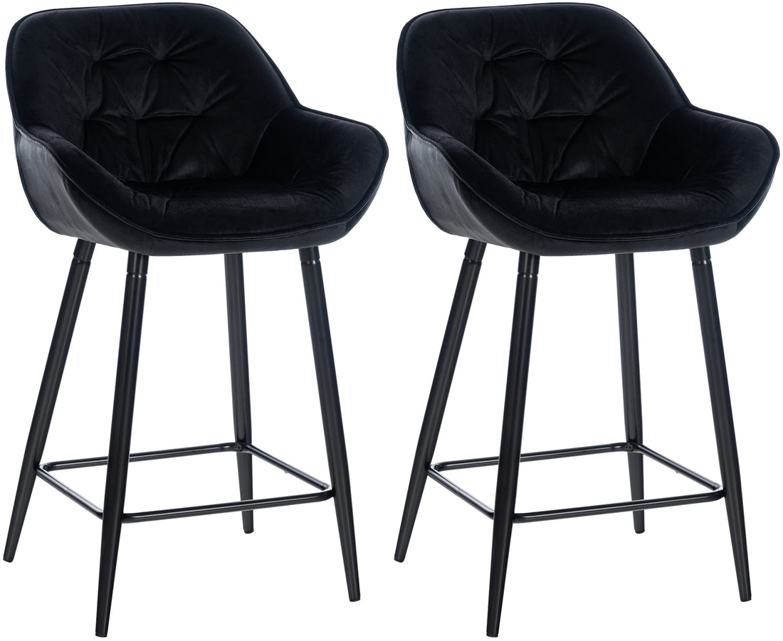 Fluwelen Barkrukken Set van 2 - Barstoelen - Hoog Zitcomfort & Elegant Design Kleur donkergroen