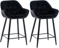 Fluwelen Barkrukken Set van 2 - Barstoelen - Hoog Zitcomfort & Elegant Design Kleur zwart