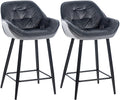 Fluwelen Barkrukken Set van 2 - Barstoelen - Hoog Zitcomfort & Elegant Design Kleur donkergrijs