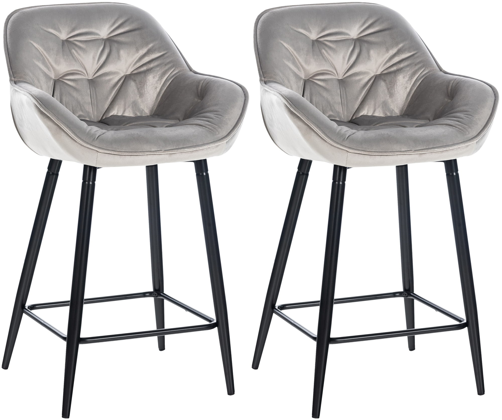 2-delige set Barkrukken - Fluweel - Hoog comfort & stijlvolle uitstraling Kleur grijs