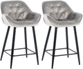 2-delige set Barkrukken - Fluweel - Hoog comfort & stijlvolle uitstraling Kleur grijs