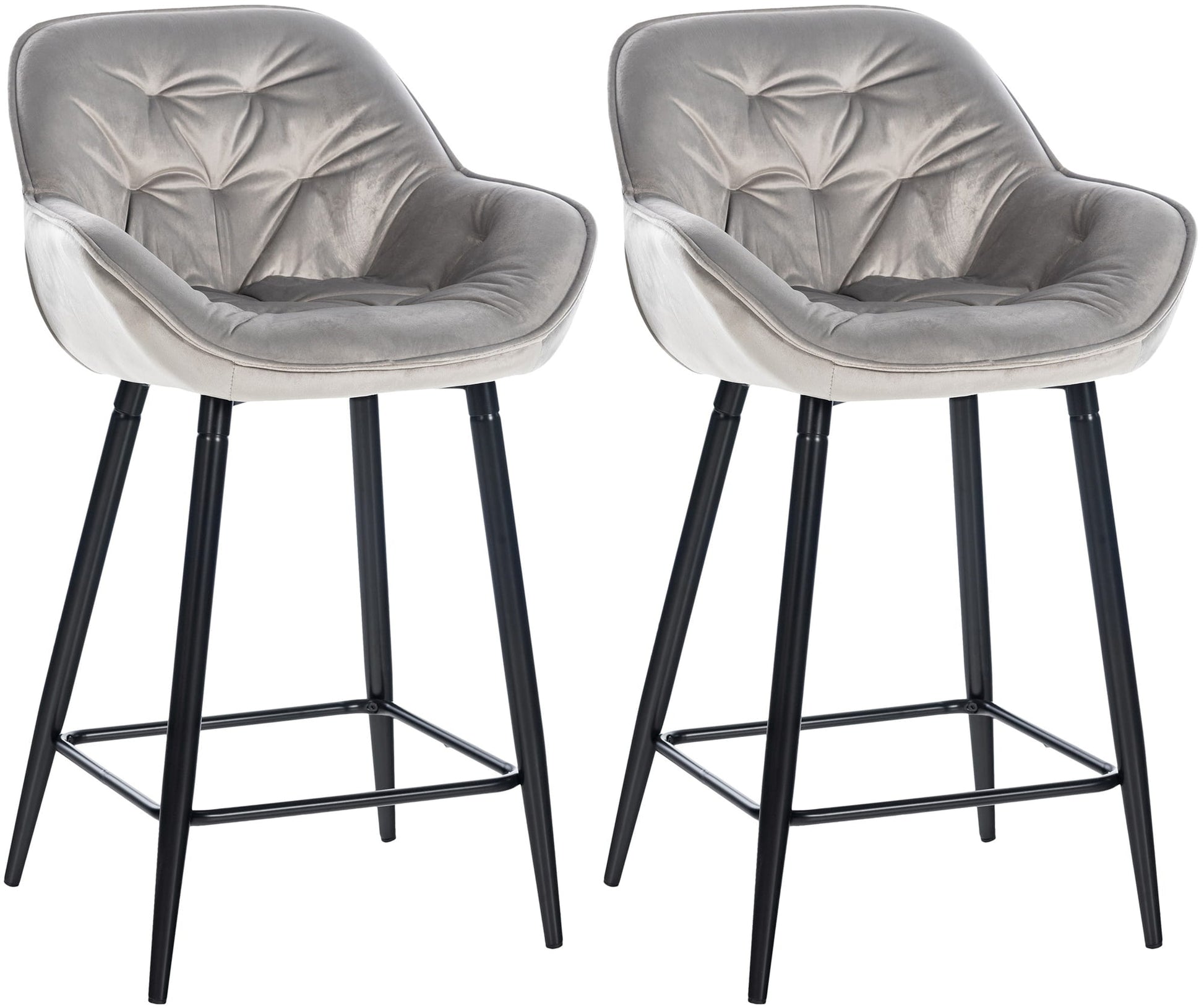 2-delige set Barkrukken - Fluweel - Hoog comfort & stijlvolle uitstraling Kleur grijs