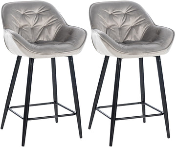 2-delige set Barkrukken - Fluweel - Hoog comfort & stijlvolle uitstraling Kleur grijs