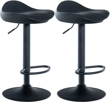 Moderne Barkrukken Set - Kunstleren Krukken - Ergonomisch Design, Hoogte Verstelbaar Kleur zwart