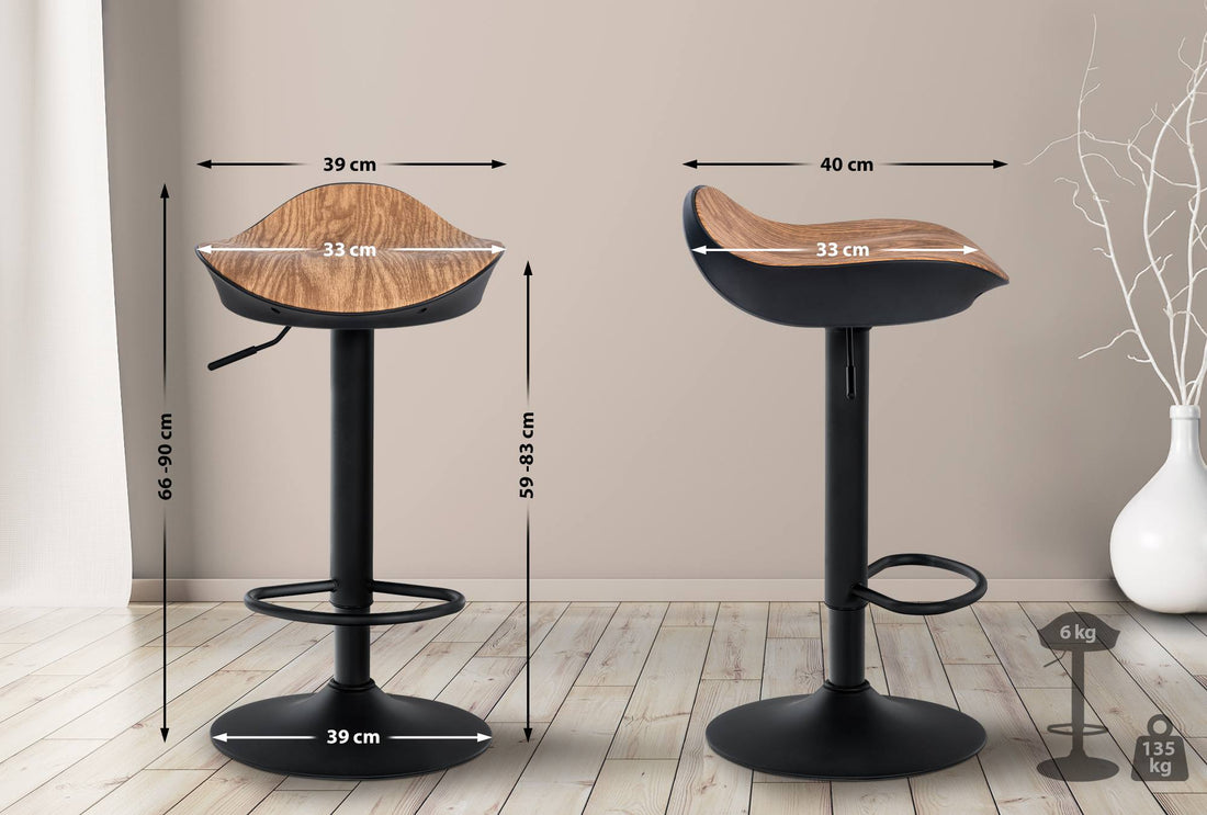 2 Moderne Barkrukken van Kunstleer - Hoekkrukken - Ergonomisch Comfort Kleur natuur