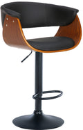 Barkruk - Houten Zitting - 360° Draaibaar Comfort - Moderne Trompetvoet Kleur walnoot/zwart Materiaal kunstleer