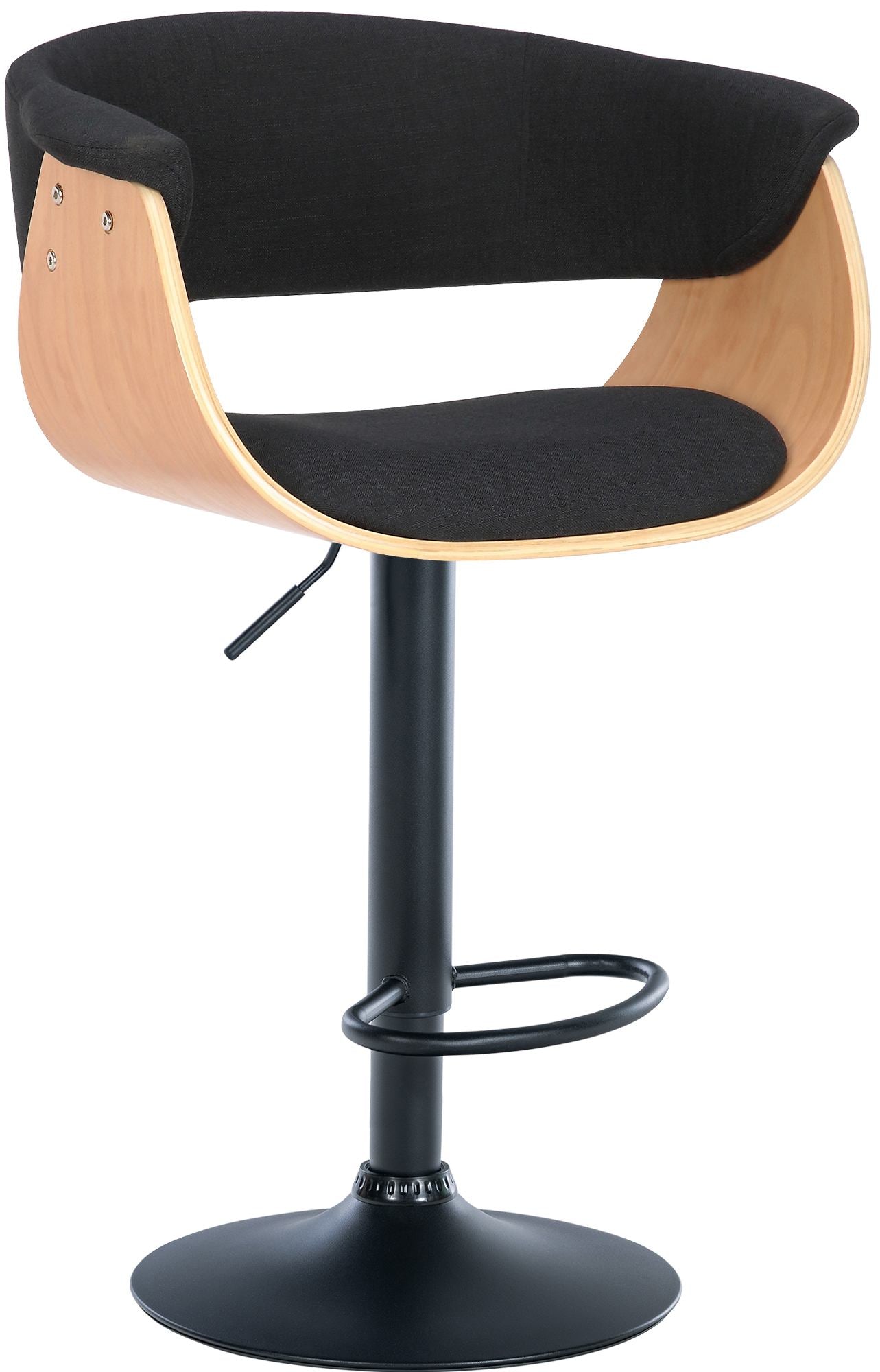 Barkruk - Houten Zitting - 360° Draaibaar Comfort - Moderne Trompetvoet Kleur natuur/schwarz Materiaal Stof