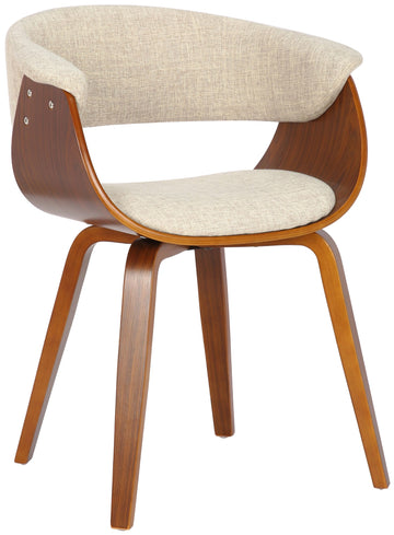 Eetkamerstoel - Moderne Designstoel - Hoog Zitcomfort Kleur crème Onderstel Kleur walnoot
