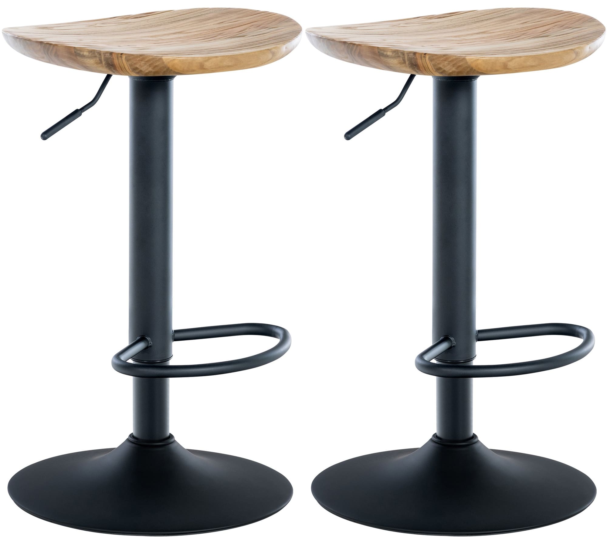2-delige Set Barkrukken - Stoelen - Verstelbare Hoogte, FSC-gecertificeerd Hout Kleur natuur