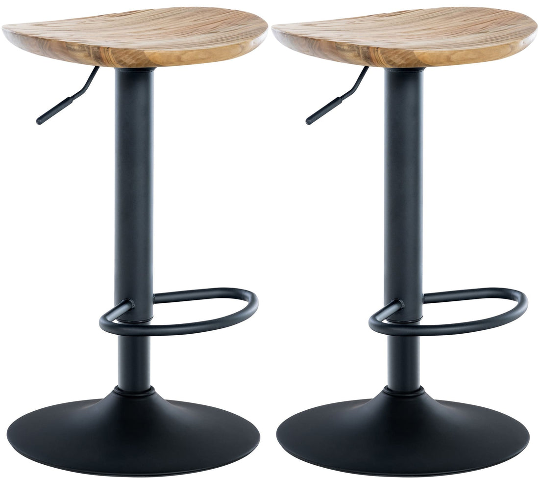 2-delige Set Barkrukken - Stoelen - Verstelbare Hoogte, FSC-gecertificeerd Hout Kleur natuur