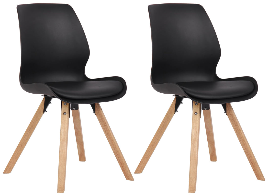 Set Kuipstoelen - Bezoekerstoelen - Comfortabele Zithouding, Polypropyleen & Kunstleder Kleur zwart Materiaal KunstStof