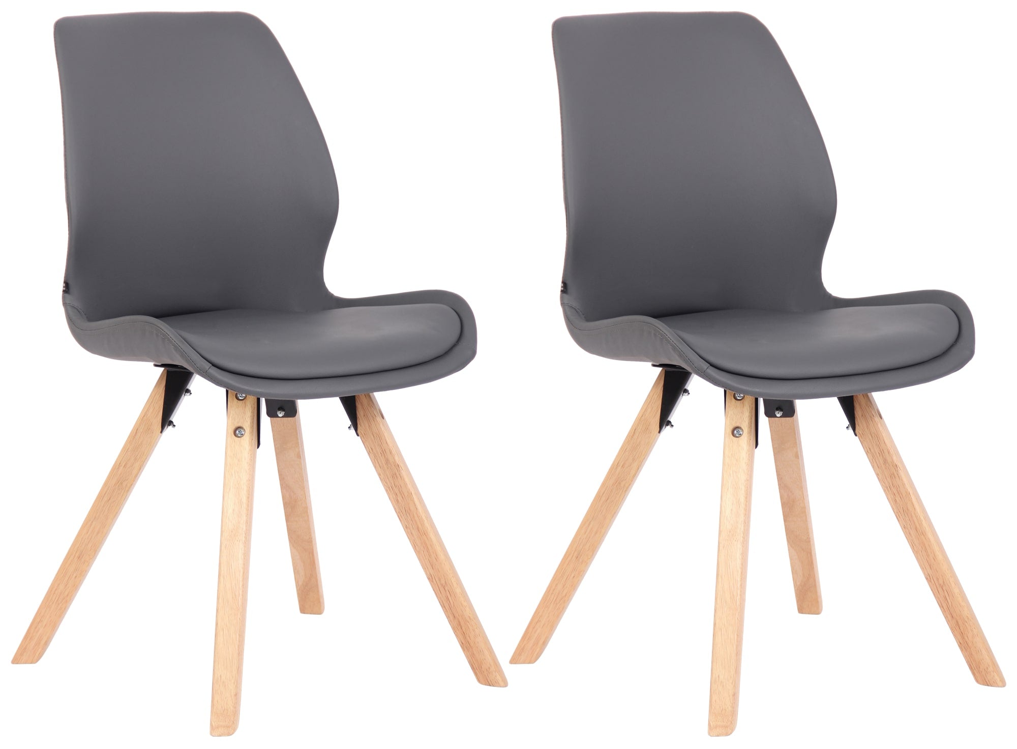 Set van 2 Eetkamerstoelen - Keukenstoelen - Langdurig Comfort, Houten Onderstel Kleur grijs