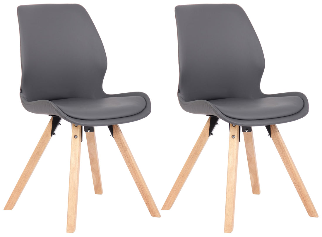 Set van 2 Eetkamerstoelen - Keukenstoelen - Langdurig Comfort, Houten Onderstel Kleur grijs