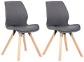 Set van 2 Eetkamerstoelen - Keukenstoelen - Langdurig Comfort, Houten Onderstel Kleur grijs