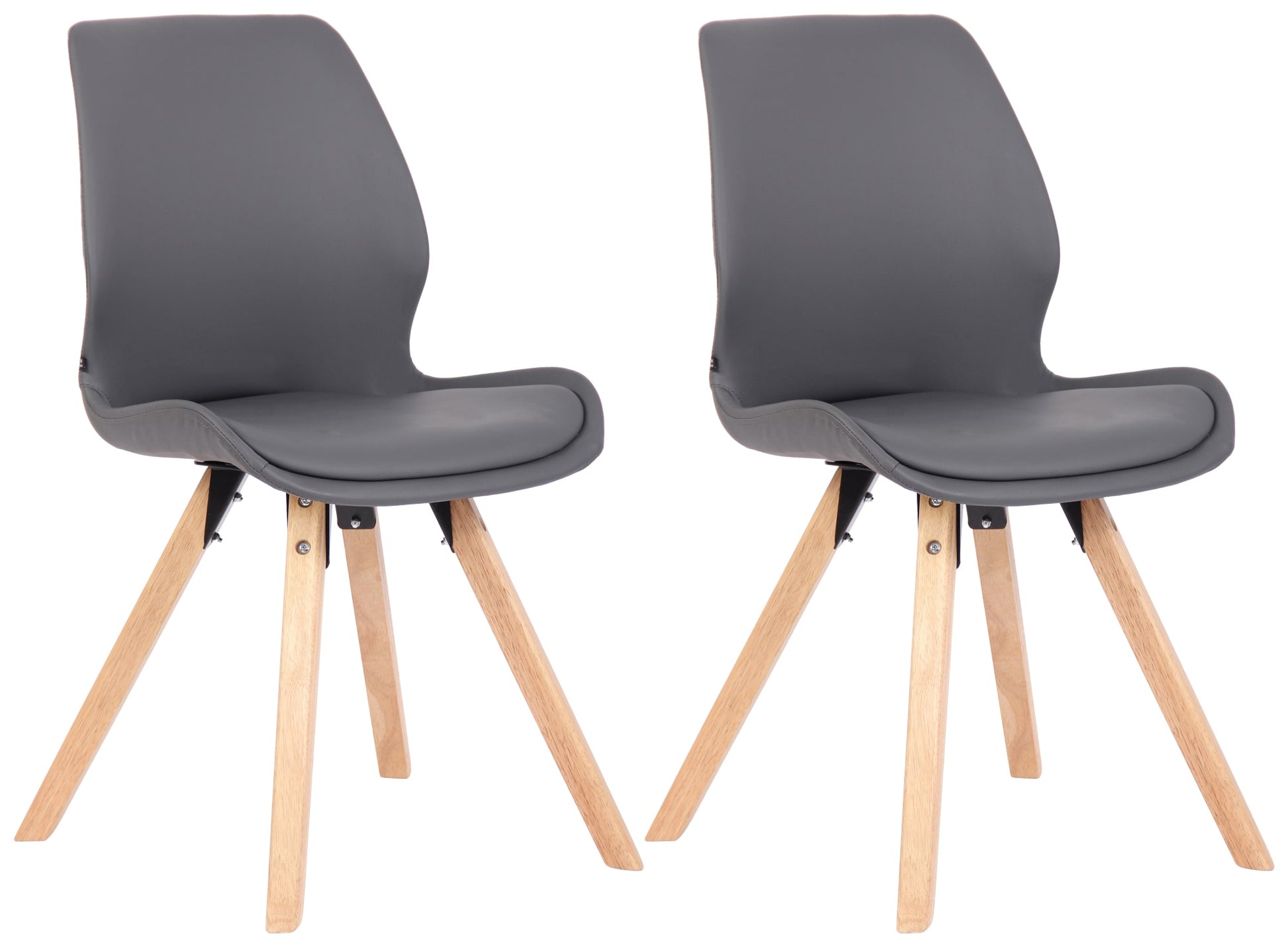 Set van 2 Eetkamerstoelen - Keukenstoelen - Langdurig Comfort, Houten Onderstel Kleur grijs